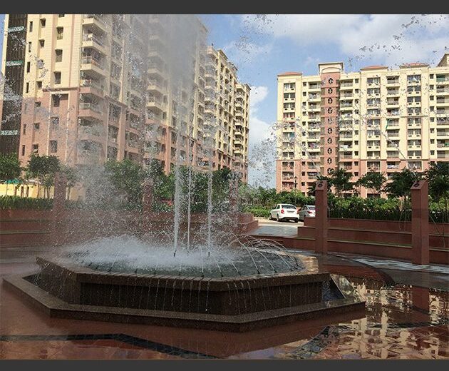 Fountain plaza at Rangoli Gardens